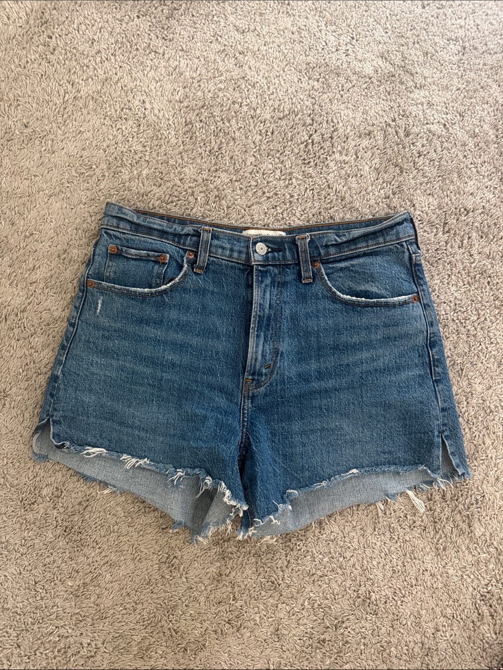 Abercrombie & Fitch Distressed Dark Blue Denim Cutoff Shorts